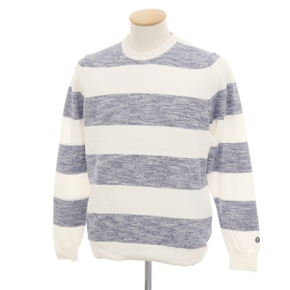 【中古】エムキュージェイ MQJ コットンアクリル ボーダー クルーネック プルオーバーニット ネイビーxホワイト【サイズM】【 状態ランクA 】【 メンズ 】