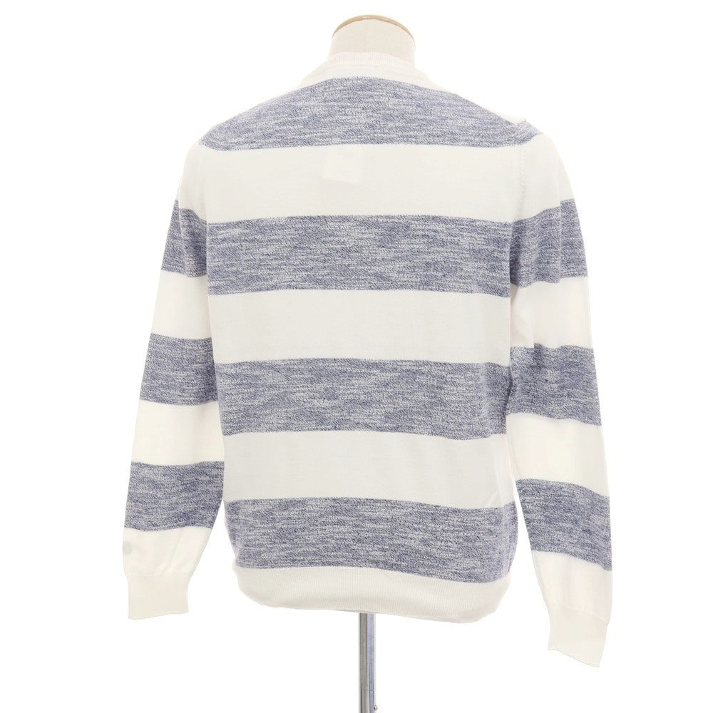 【中古】エムキュージェイ MQJ コットンアクリル ボーダー クルーネック プルオーバーニット ネイビーxホワイト【サイズM】【 状態ランクA 】【 メンズ 】