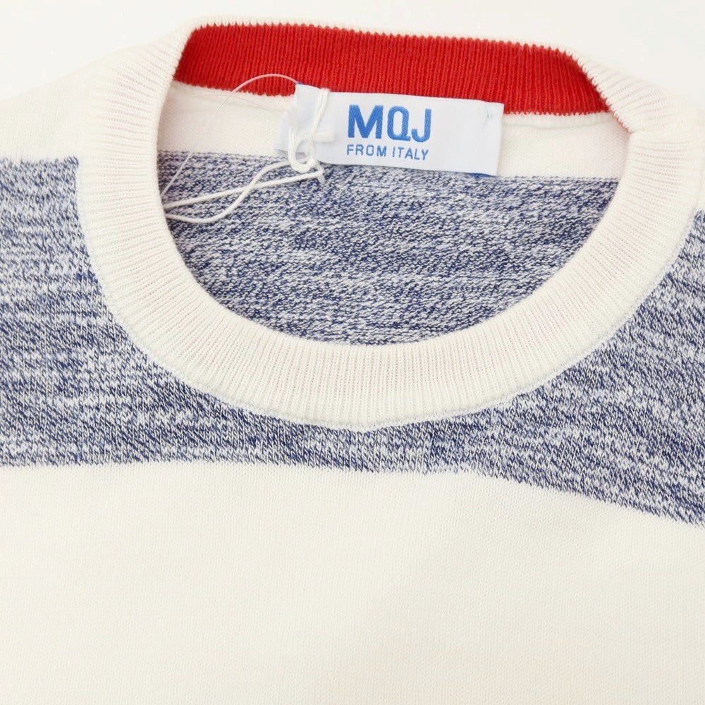 【中古】エムキュージェイ MQJ コットンアクリル ボーダー クルーネック プルオーバーニット ネイビーxホワイト【サイズM】【 状態ランクA 】【 メンズ 】