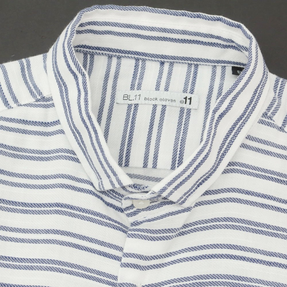 【中古】ブロックイレブン BL.11 BLOCK ELEVEN コットン ボーダー カジュアルシャツ ホワイトxネイビー【 S 】【 状態ランクA 】【 メンズ 】