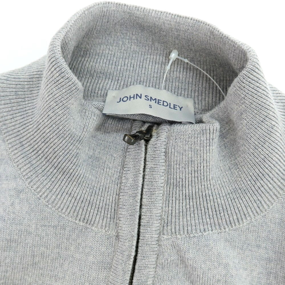 【中古】ジョンスメドレー JOHN SMEDLEY ハイゲージ ウール ダブルジップ スタンドカラー カーディガン ライトグレー【 S 】【 状態ランクB 】【 メンズ 】