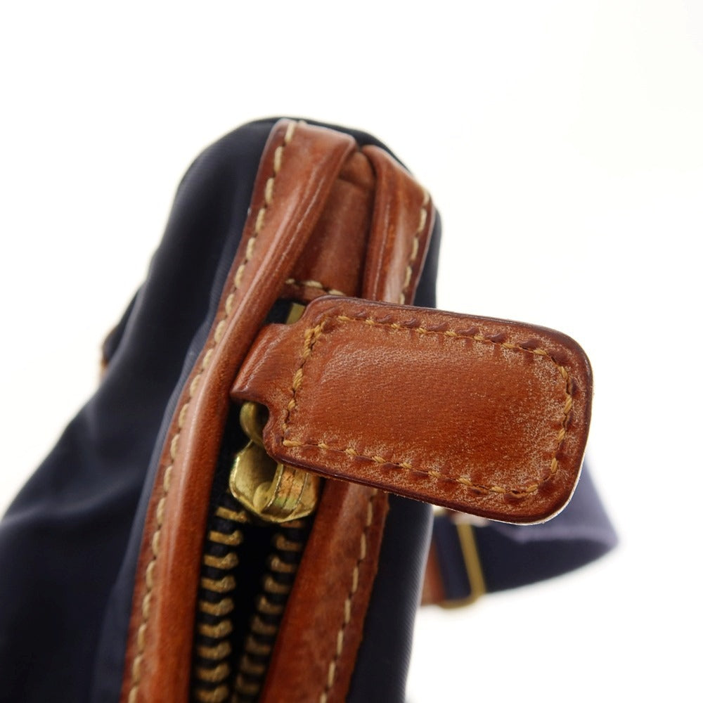 【中古】フェリージ Felisi 12-14 ナイロン レザー ショルダーバッグ ネイビーxブラウン【 状態ランクC 】【 メンズ 】