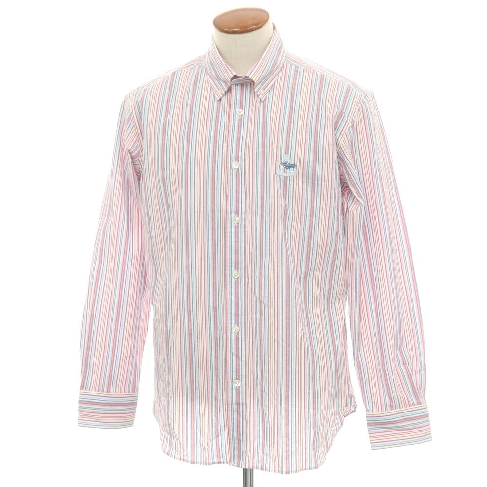【中古】ファッソナブル Faconnable CLUB コットン マルチストライプ ボタンダウン カジュアルシャツ マルチカラー【 M 】【 状態ランクB 】【 メンズ 】