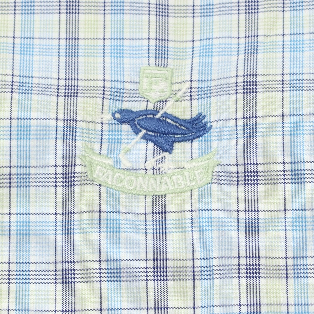 【中古】ファッソナブル Faconnable CLUB コットン チェック ボタンダウン カジュアルシャツ ブルーxライトグリーン【 S 】【 状態ランクA 】【 メンズ 】