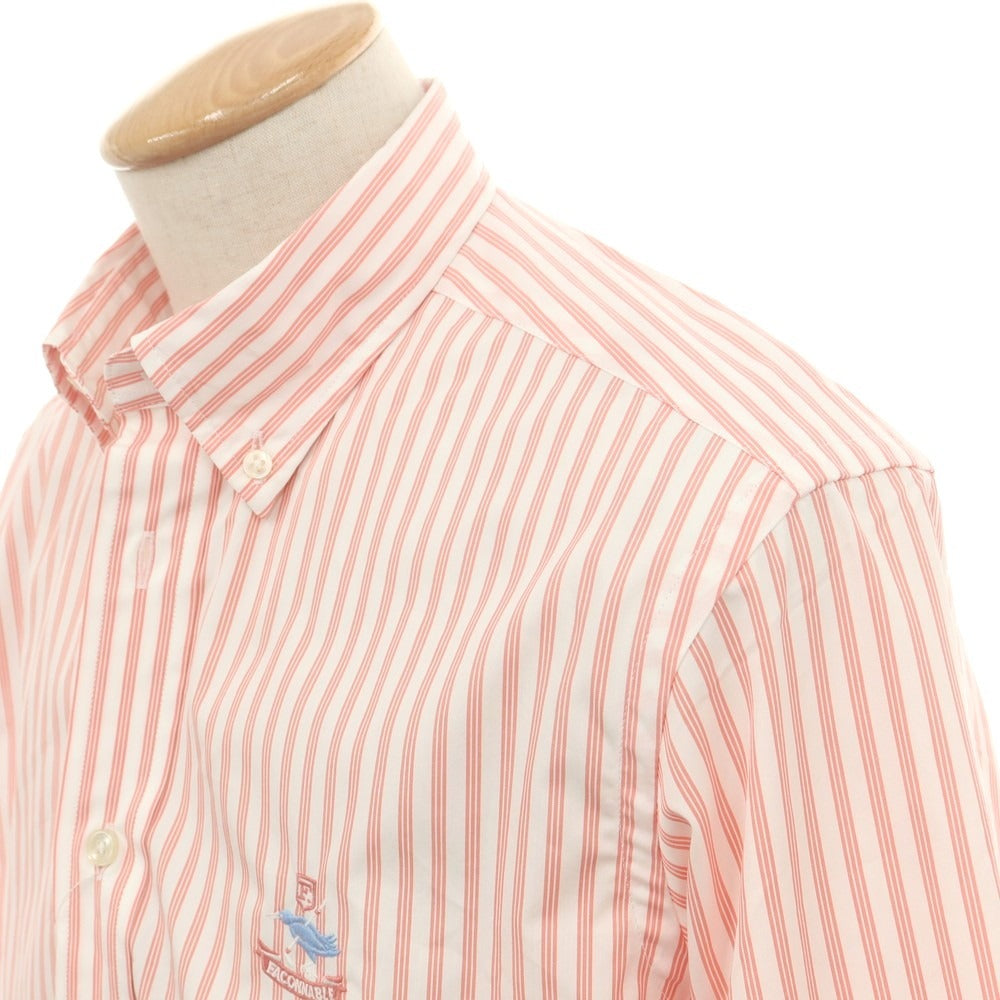 【中古】ファッソナブル Faconnable CLUB コットン ストライプ ボタンダウン カジュアルシャツ サーモンピンクxホワイト【 S 】【 状態ランクA 】【 メンズ 】
