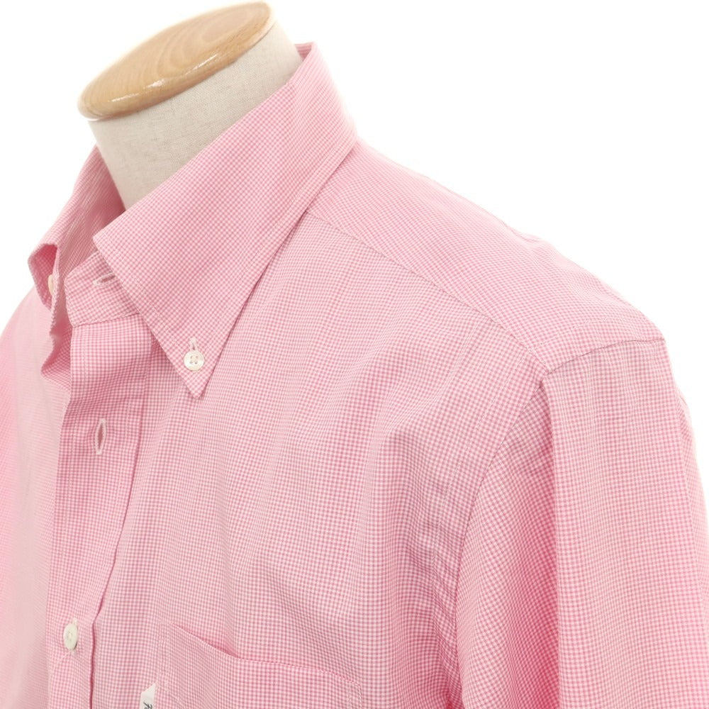 【中古】ファッソナブル Faconnable CLUB コットン チェック ボタンダウン カジュアルシャツ ピンクxホワイト【 40 】【 状態ランクA 】【 メンズ 】