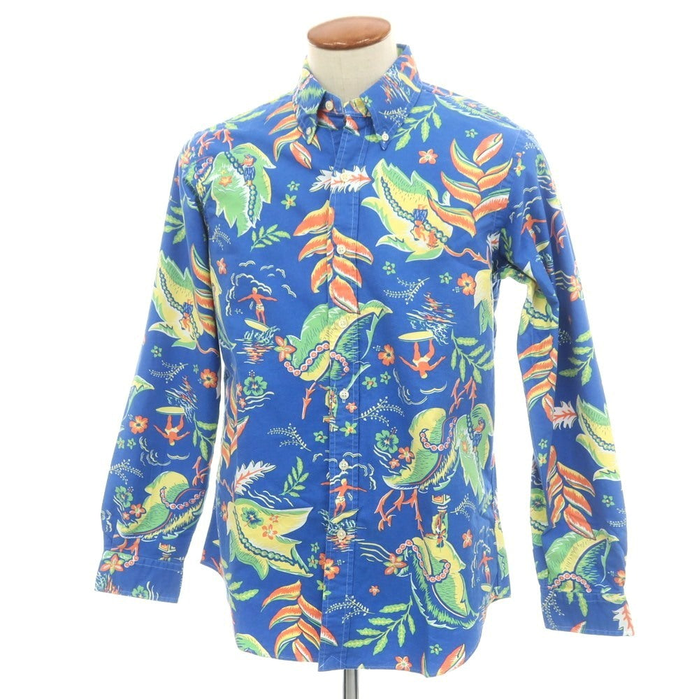 【中古】【未使用】ラルフローレン RALPH LAUREN コットン アロハ柄 ボタンダウン カジュアルシャツ ブルーxマルチカラー【 M 】【 状態ランクS 】【 メンズ 】
