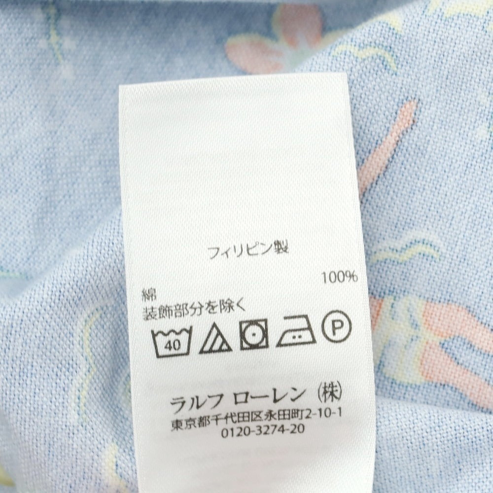 【中古】【未使用】ラルフローレン RALPH LAUREN コットン アロハ柄 ボタンダウン カジュアルシャツ ブルーxマルチカラー【 M 】【 状態ランクS 】【 メンズ 】