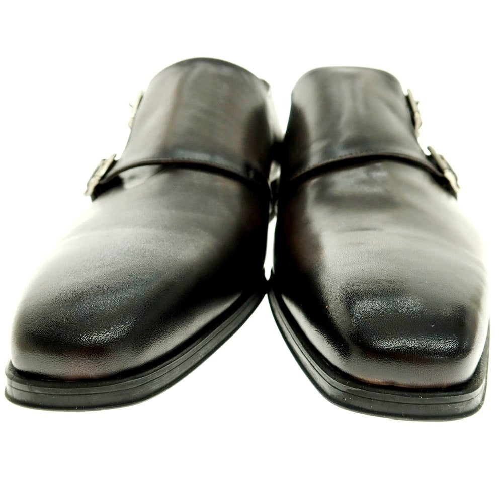 【中古】【未使用】インテレッサ INTERESSA ダブルモンク ドレスシューズ ブラックxカーキ【 8 】【 状態ランクS 】【 メンズ 】