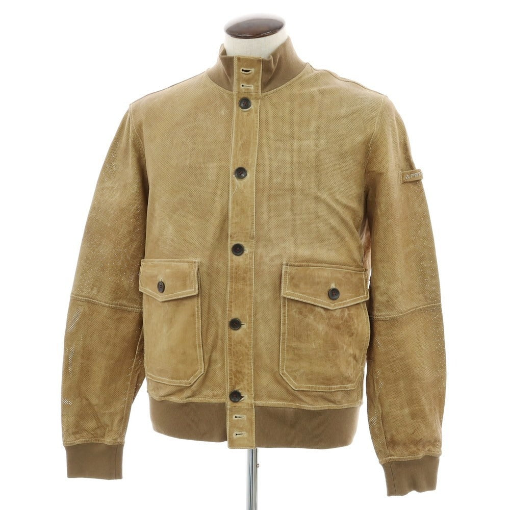 【中古】ピューテリー PEUTEREY MUSK パンチングレザー ブルゾン ベージュ【 XL 】【 状態ランクC 】【 メンズ 】
