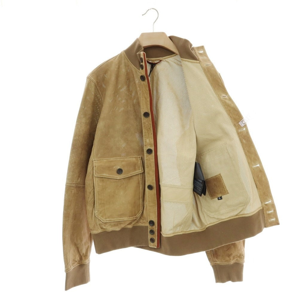 【中古】ピューテリー PEUTEREY MUSK パンチングレザー ブルゾン ベージュ【 XL 】【 状態ランクC 】【 メンズ 】