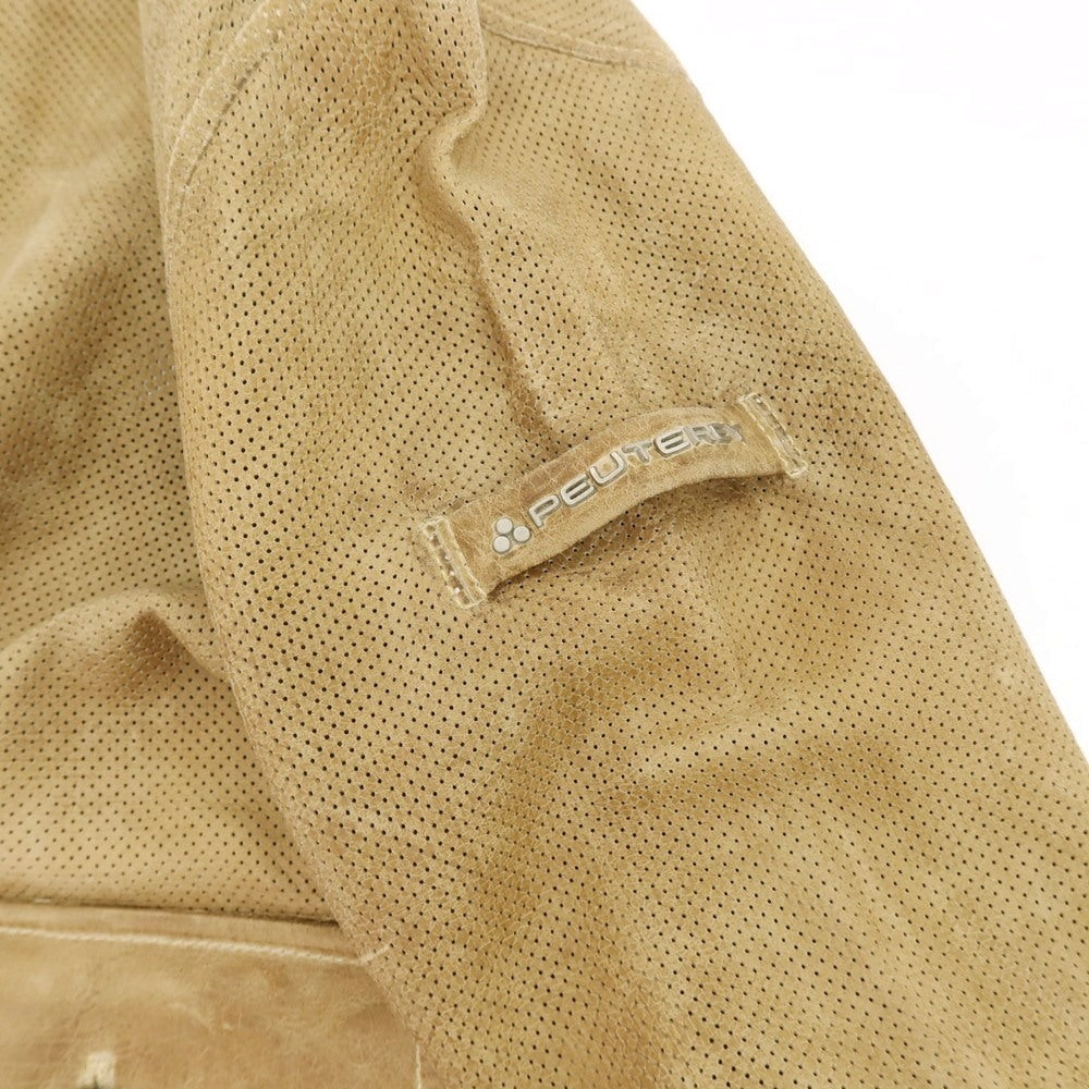 【中古】ピューテリー PEUTEREY MUSK パンチングレザー ブルゾン ベージュ【 XL 】【 状態ランクC 】【 メンズ 】