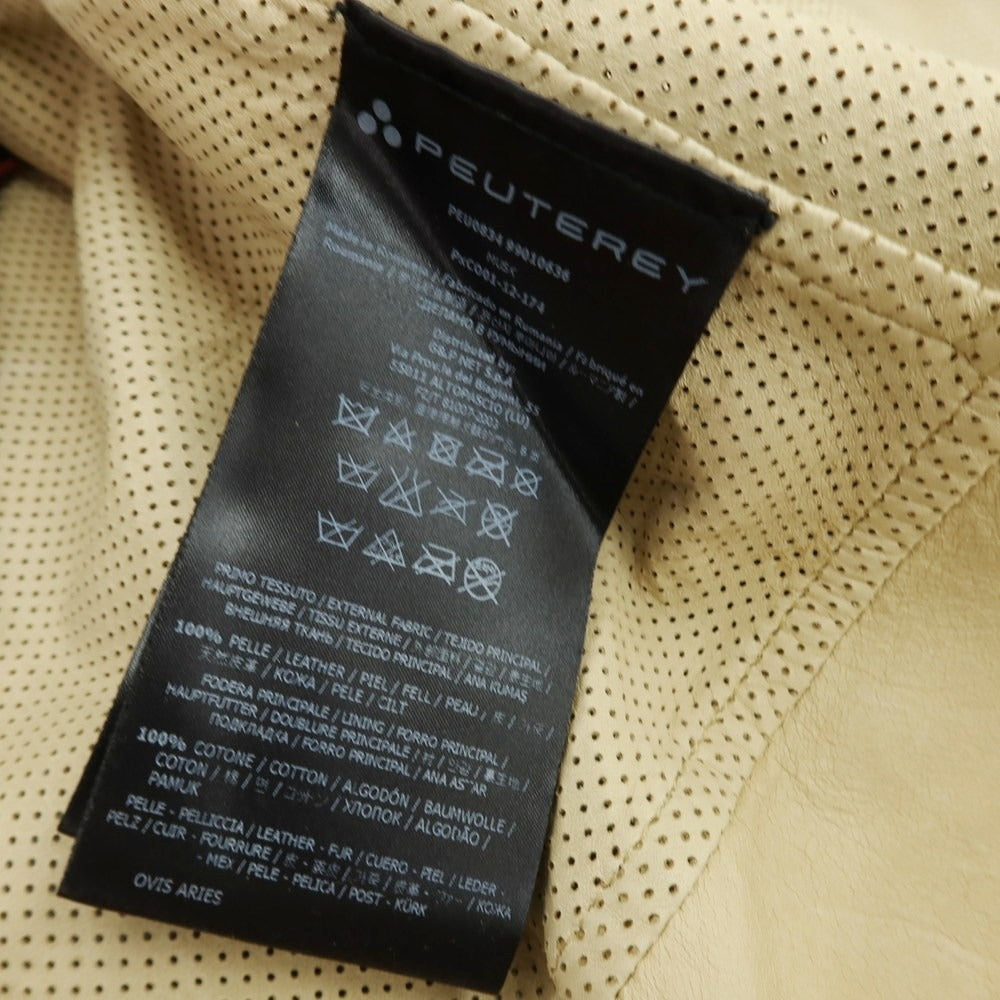 【中古】ピューテリー PEUTEREY MUSK パンチングレザー ブルゾン ベージュ【 XL 】【 状態ランクC 】【 メンズ 】