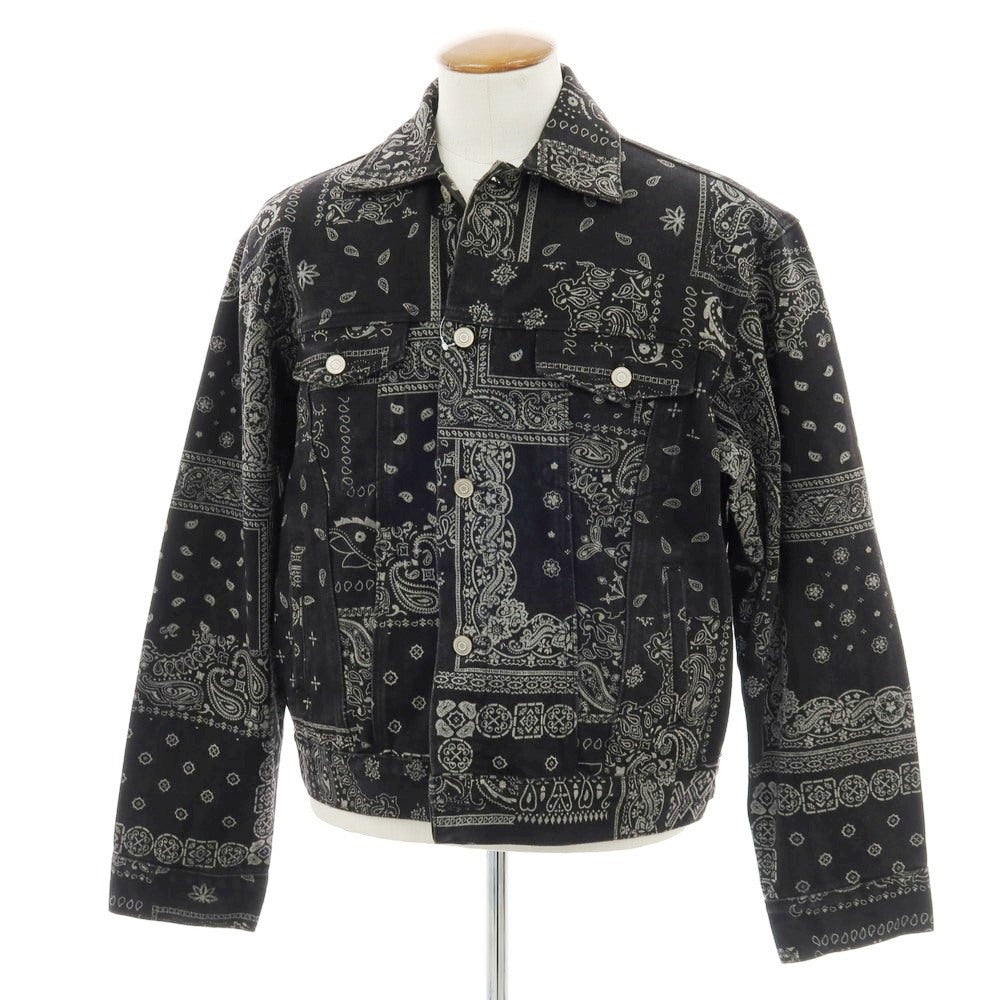 【中古】オット バイ ユークス 8 By Yoox OEKO-TEX オーガニックコットン バンダナプリント デニムジャケット ブラック【 M 】【 状態ランクC 】【 メンズ 】