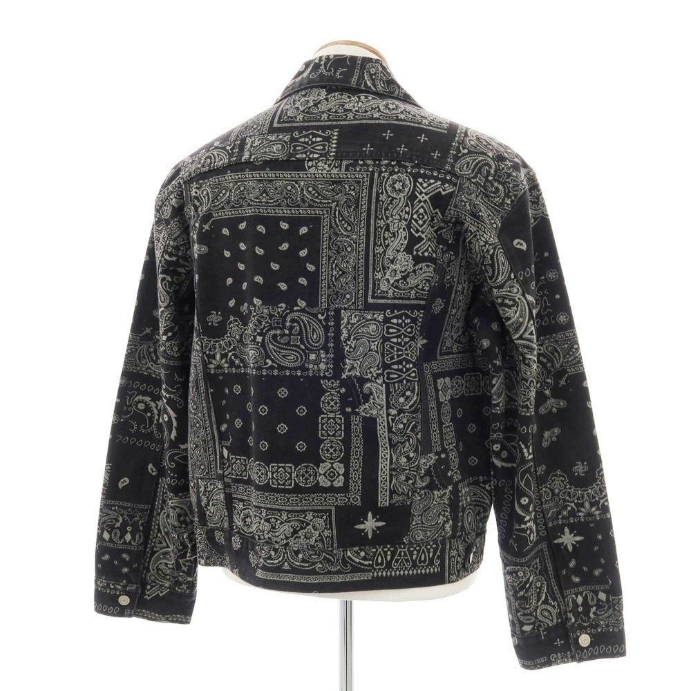 【中古】オット バイ ユークス 8 By Yoox OEKO-TEX オーガニックコットン バンダナプリント デニムジャケット ブラック【 M 】【 状態ランクC 】【 メンズ 】