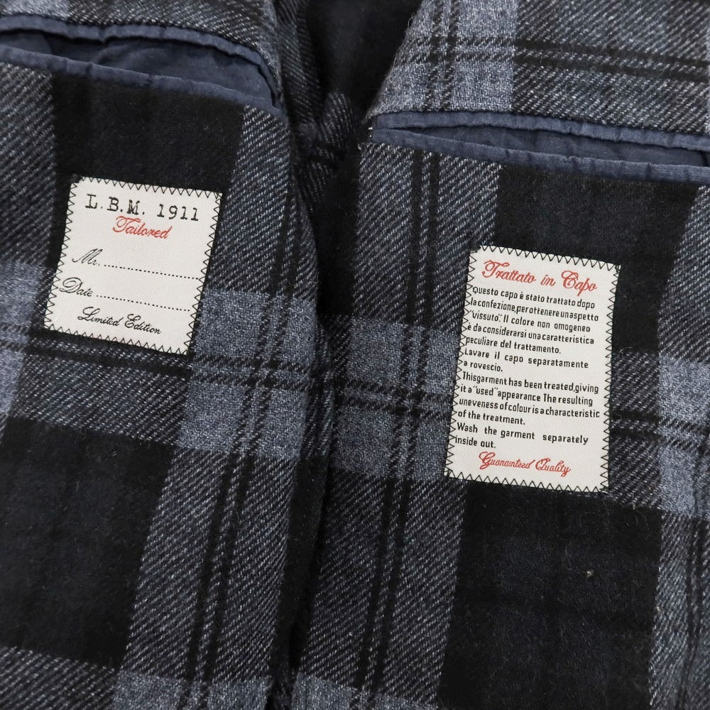 【中古】エルビーエム1911 L.B.M.1911 ウールポリエステルナイロン チェック 2B テーラードジャケット ブラックxグレー【 50 】【 状態ランクC 】【 メンズ 】