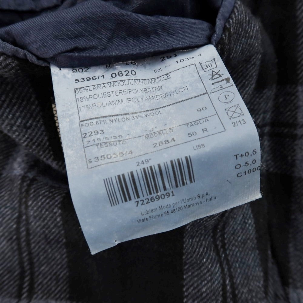 【中古】エルビーエム1911 L.B.M.1911 ウールポリエステルナイロン チェック 2B テーラードジャケット ブラックxグレー【 50 】【 状態ランクC 】【 メンズ 】