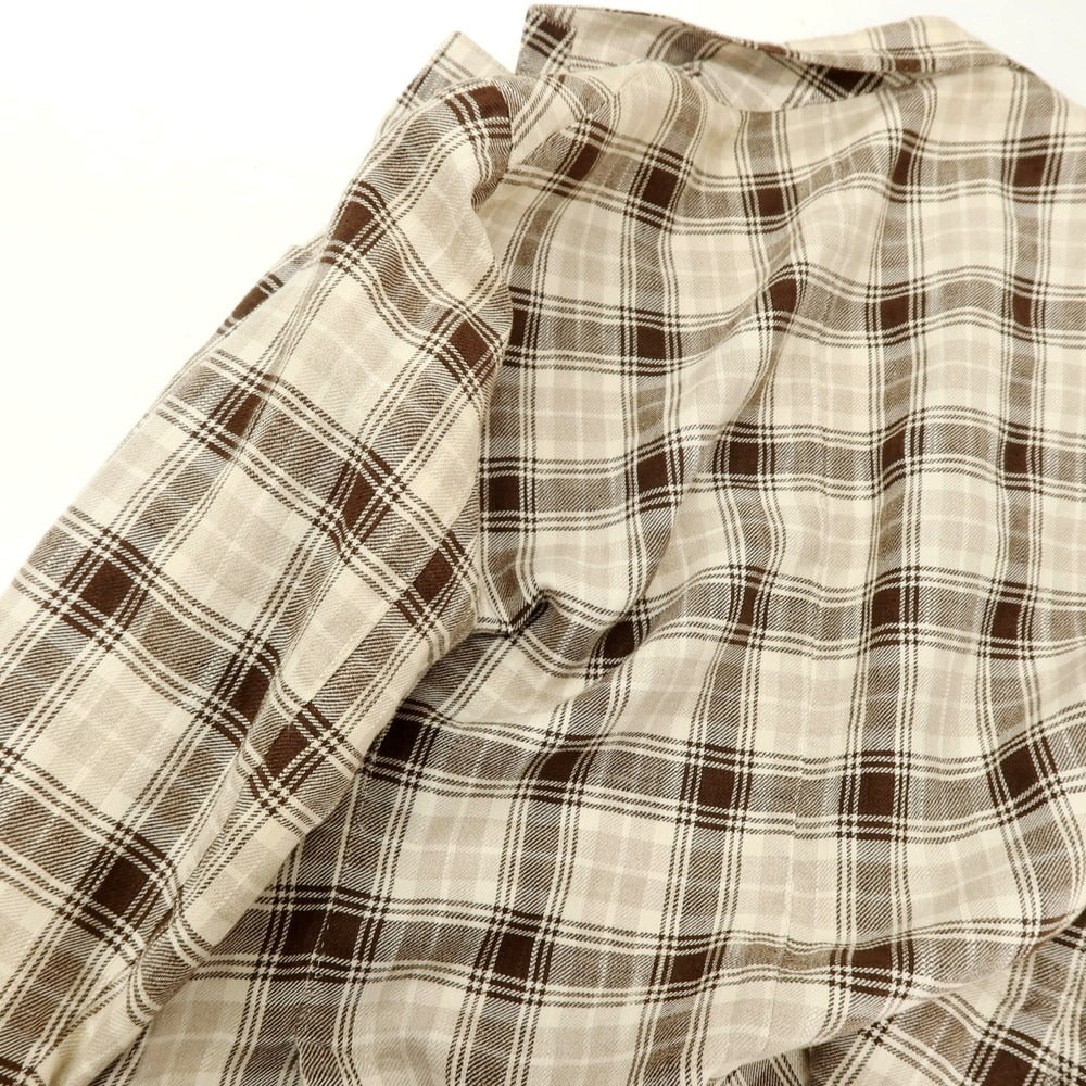 【中古】エルビーエム1911 L.B.M.1911 リネンコットン チェック テーラードジャケット アイボリーxブラウン【サイズ50】【 状態ランクD 】【 メンズ 】