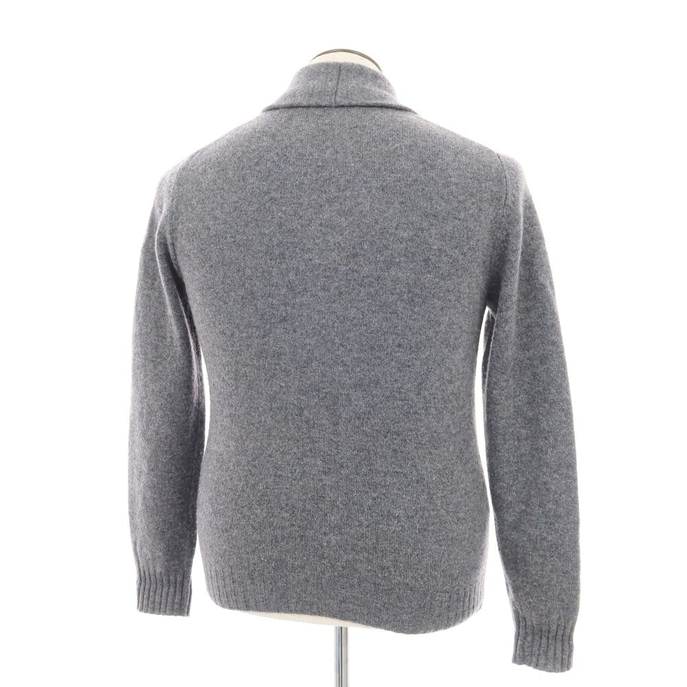 【中古】グランサッソ GRAN SASSO ウール ショールカラー カーディガン グレーxライトグレー【 50 】【 状態ランクC 】【 メンズ 】