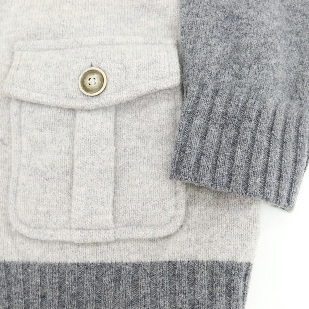 【中古】グランサッソ GRAN SASSO ウール ショールカラー カーディガン グレーxライトグレー【 50 】【 状態ランクC 】【 メンズ 】