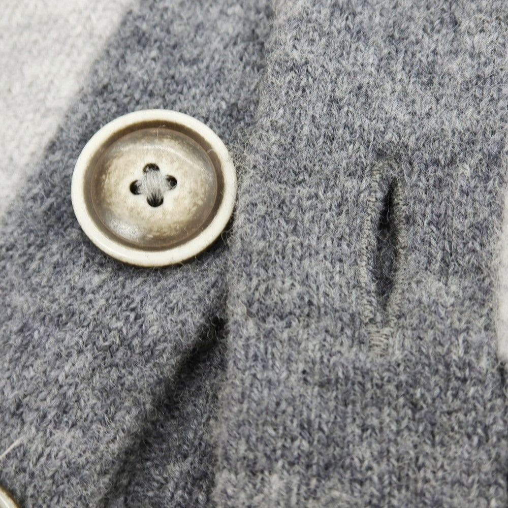 【中古】グランサッソ GRAN SASSO ウール ショールカラー カーディガン グレーxライトグレー【 50 】【 状態ランクC 】【 メンズ 】