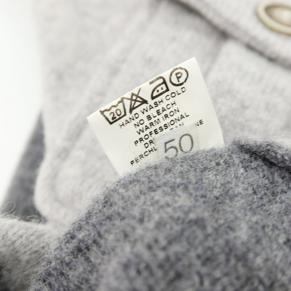 【中古】グランサッソ GRAN SASSO ウール ショールカラー カーディガン グレーxライトグレー【 50 】【 状態ランクC 】【 メンズ 】