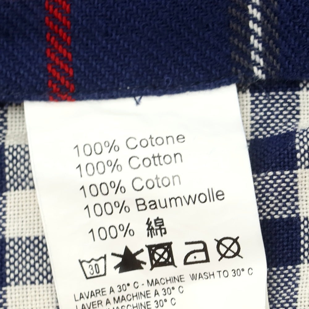 【中古】オリアン ORIAN コットン チェック ワイドカラー カジュアルシャツ ネイビーxレッド【 43 】【 状態ランクC 】【 メンズ 】