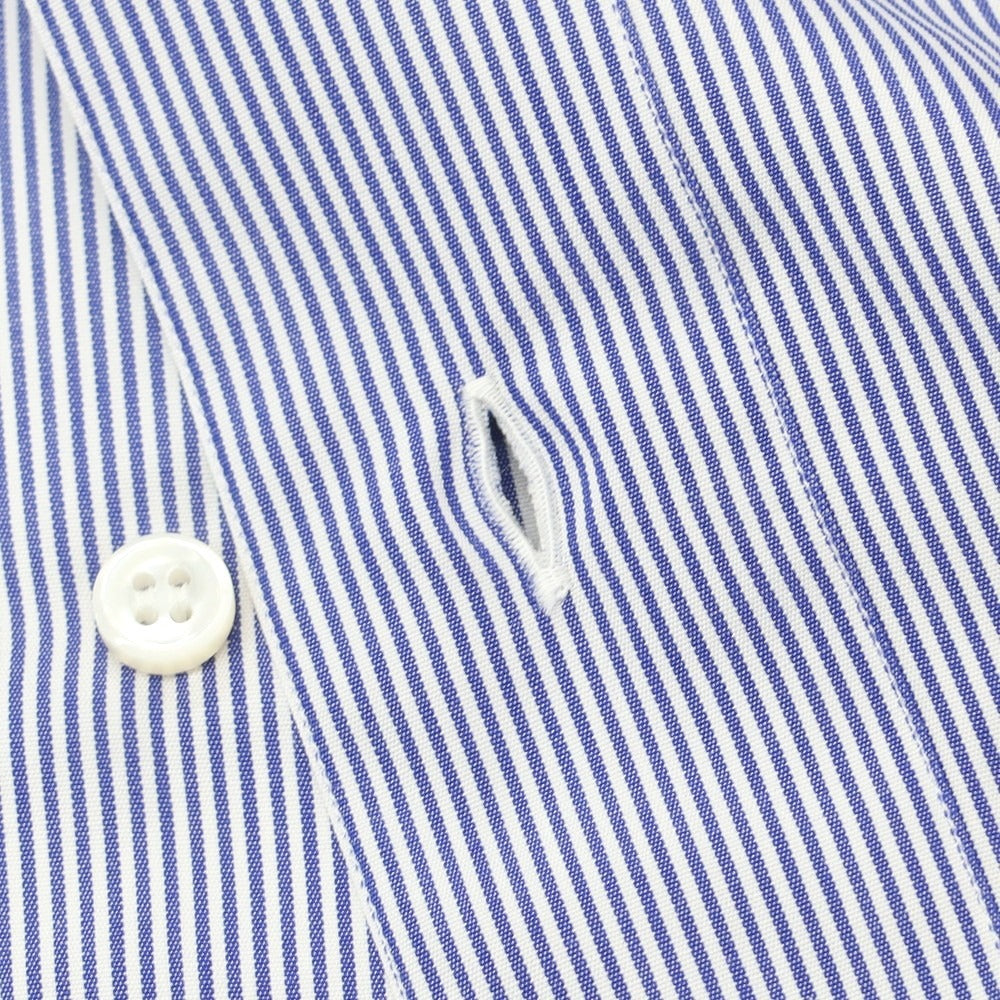 【中古】ブリーニ BURINI コットン ストライップ ダブルカフス クレリック ドレスシャツ ブルーxホワイト【 43 】【 状態ランクA 】【 メンズ 】