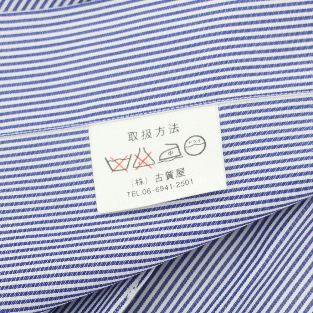 【中古】ブリーニ BURINI コットン ストライップ ダブルカフス クレリック ドレスシャツ ブルーxホワイト【 43 】【 状態ランクA 】【 メンズ 】