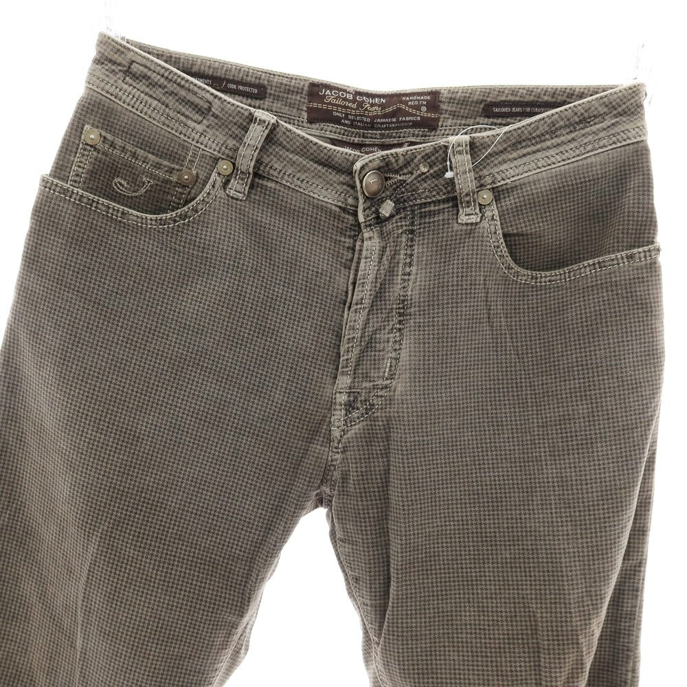 【中古】ヤコブコーエン JACOB COHEN J688 ストレッチ コットン ハウンドトゥース 5ポケットパンツ グレージュ系【 33 】【 状態ランクC 】【 メンズ 】