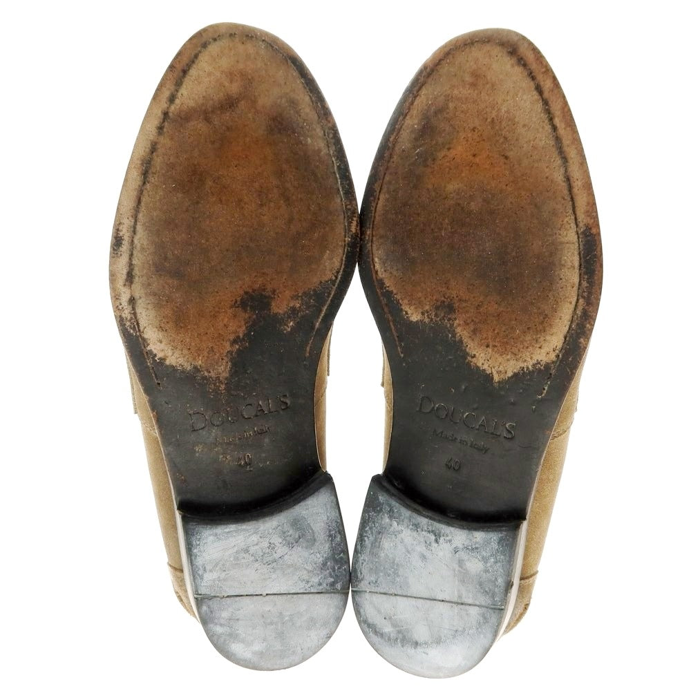 【中古】デュカルス DOUCALS スエード コインローファー ブラウン【 40 】【 状態ランクC 】【 メンズ 】