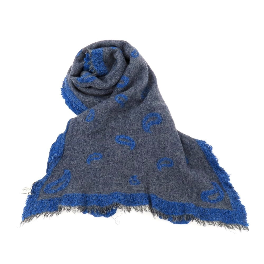 【中古】ロダ RODA レーヨンウール ストール ダークグレーxブルー【 状態ランクC 】【 メンズ 】