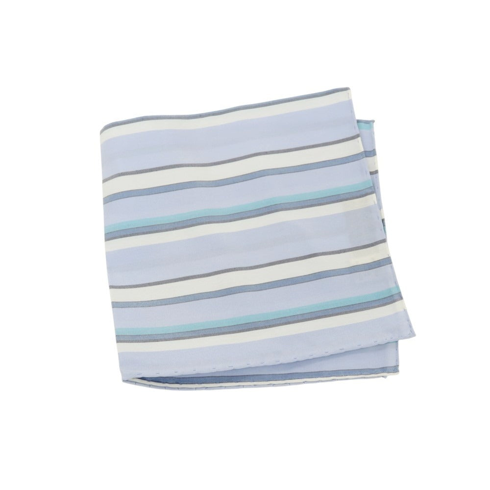 【中古】フランコバッシ FRANCO BASSI シルクコットン ストライプ ポケットチーフ ライトブルー【 状態ランクB 】【 メンズ 】