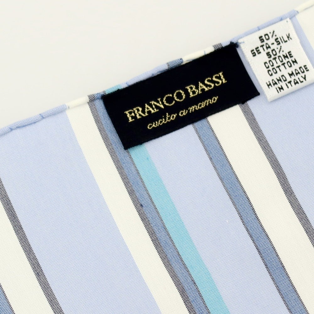 【中古】フランコバッシ FRANCO BASSI シルクコットン ストライプ ポケットチーフ ライトブルー【 状態ランクB 】【 メンズ 】
