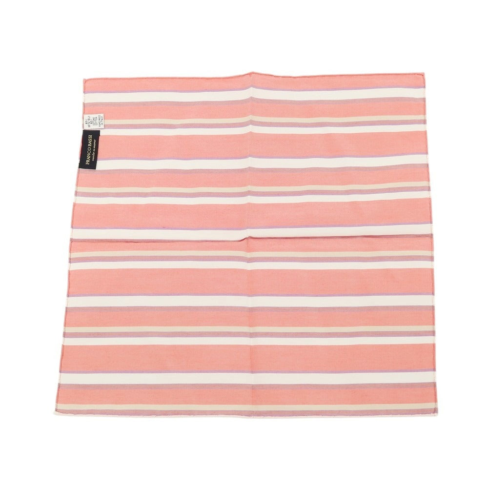 【中古】フランコバッシ FRANCO BASSI シルクコットン ストライプ ポケットチーフ ライトレッド【 状態ランクB 】【 メンズ 】