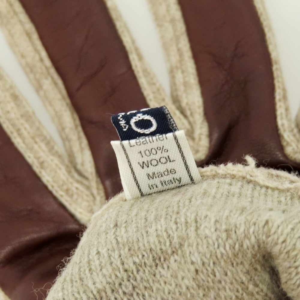 【中古】メローラ MEROLA レザー×ウール 手袋 ブラウンxベージュ【 8 1/2 】【 状態ランクB 】【 メンズ 】