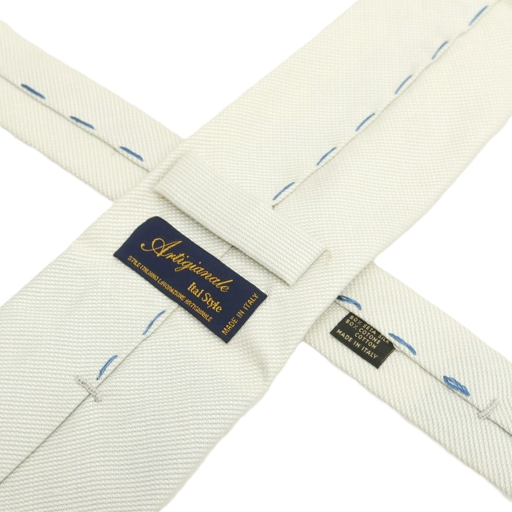 【中古】アルティジャナーレ Artigianale シルクコットン 無地ネクタイ オフホワイト【 状態ランクC 】【 メンズ 】