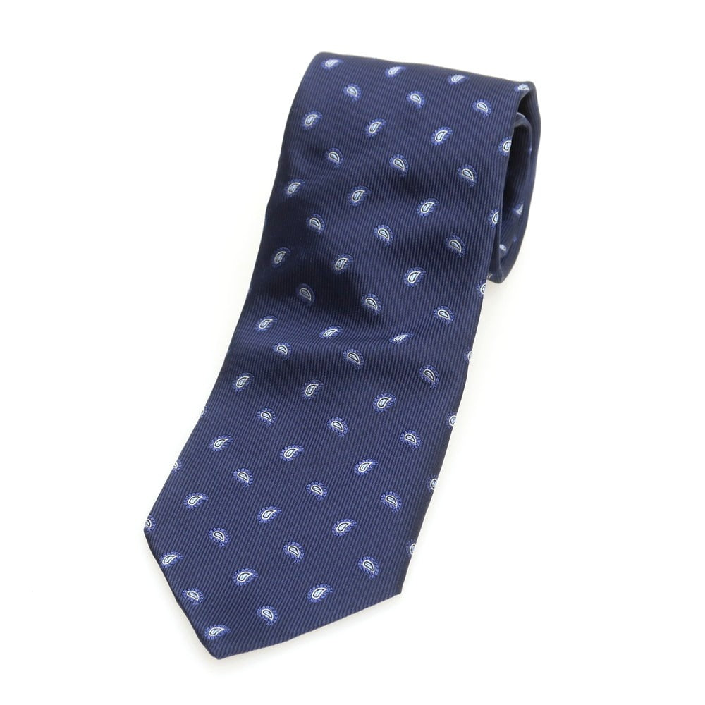 【中古】パオロ アルビザッティ PAOLO ALBIZZATI シルク ペイズリー 小紋柄ネクタイ ネイビー【 状態ランクC 】【 メンズ 】