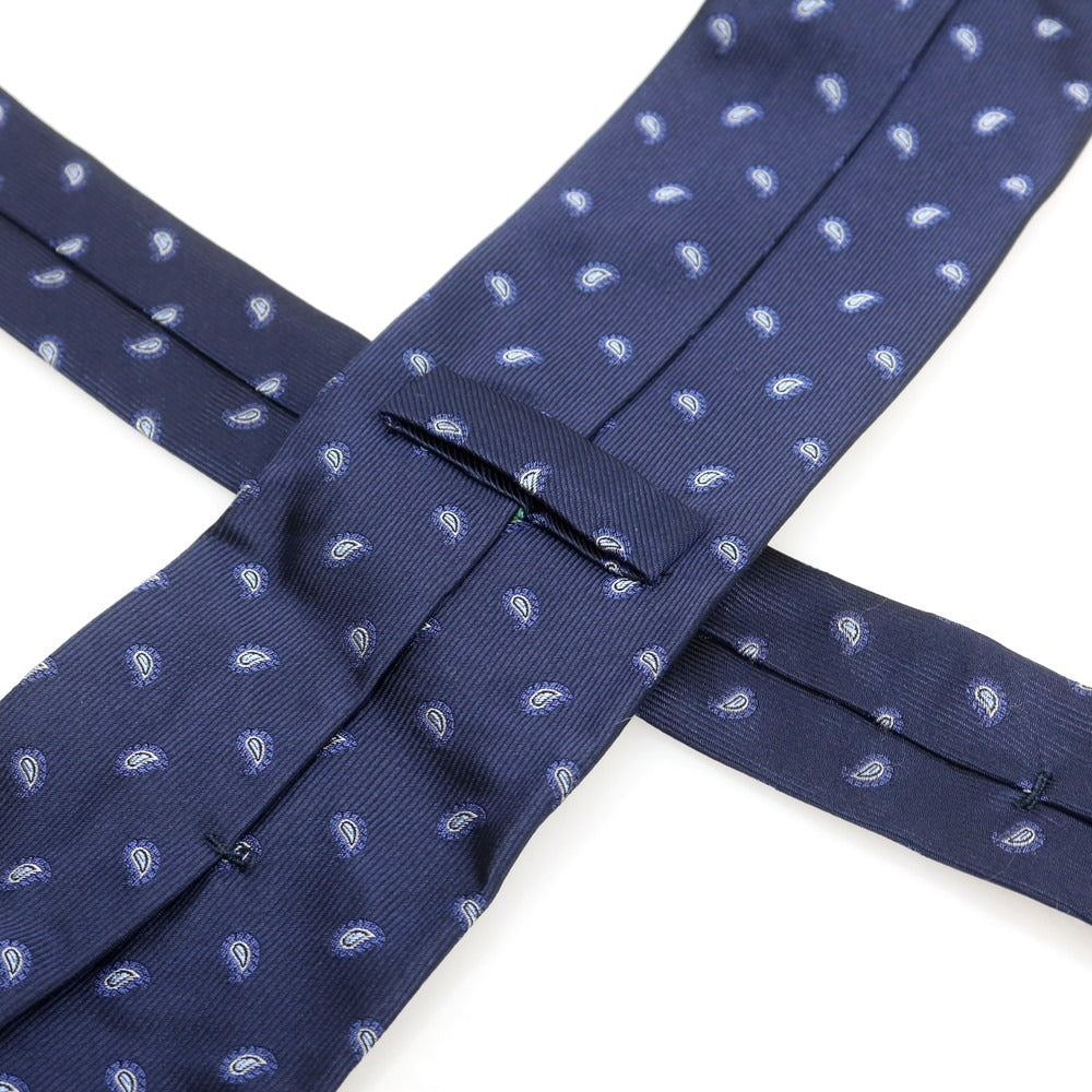 【中古】パオロ アルビザッティ PAOLO ALBIZZATI シルク ペイズリー 小紋柄ネクタイ ネイビー【 状態ランクC 】【 メンズ 】