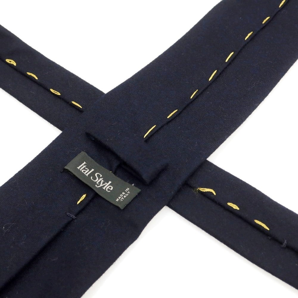 【中古】イタルスタイル ITAL STYLE ウール 無地ネクタイ ネイビー【 状態ランクC 】【 メンズ 】