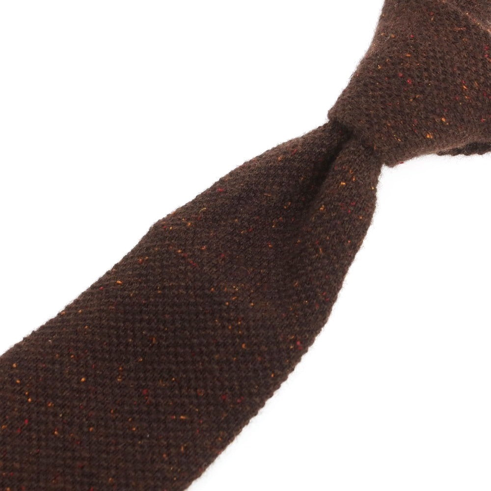 【中古】トラサルディ TRUSSARDI シルク系 剣先型 ニットタイ ネクタイ ブラウン【 状態ランクB 】【 メンズ 】