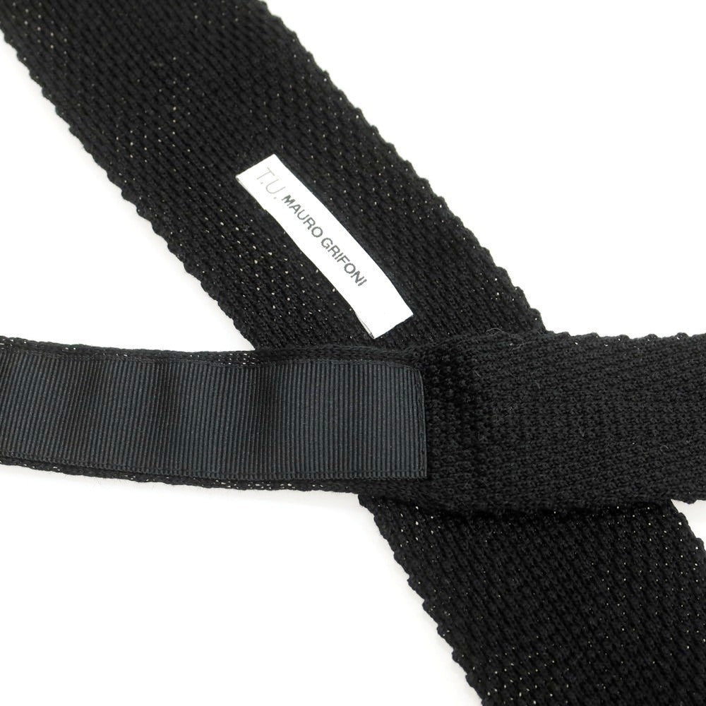 【中古】マウログリフォーニ Mauro Grifoni コットン ニットタイ ネクタイ ブラック【 状態ランクB 】【 メンズ 】