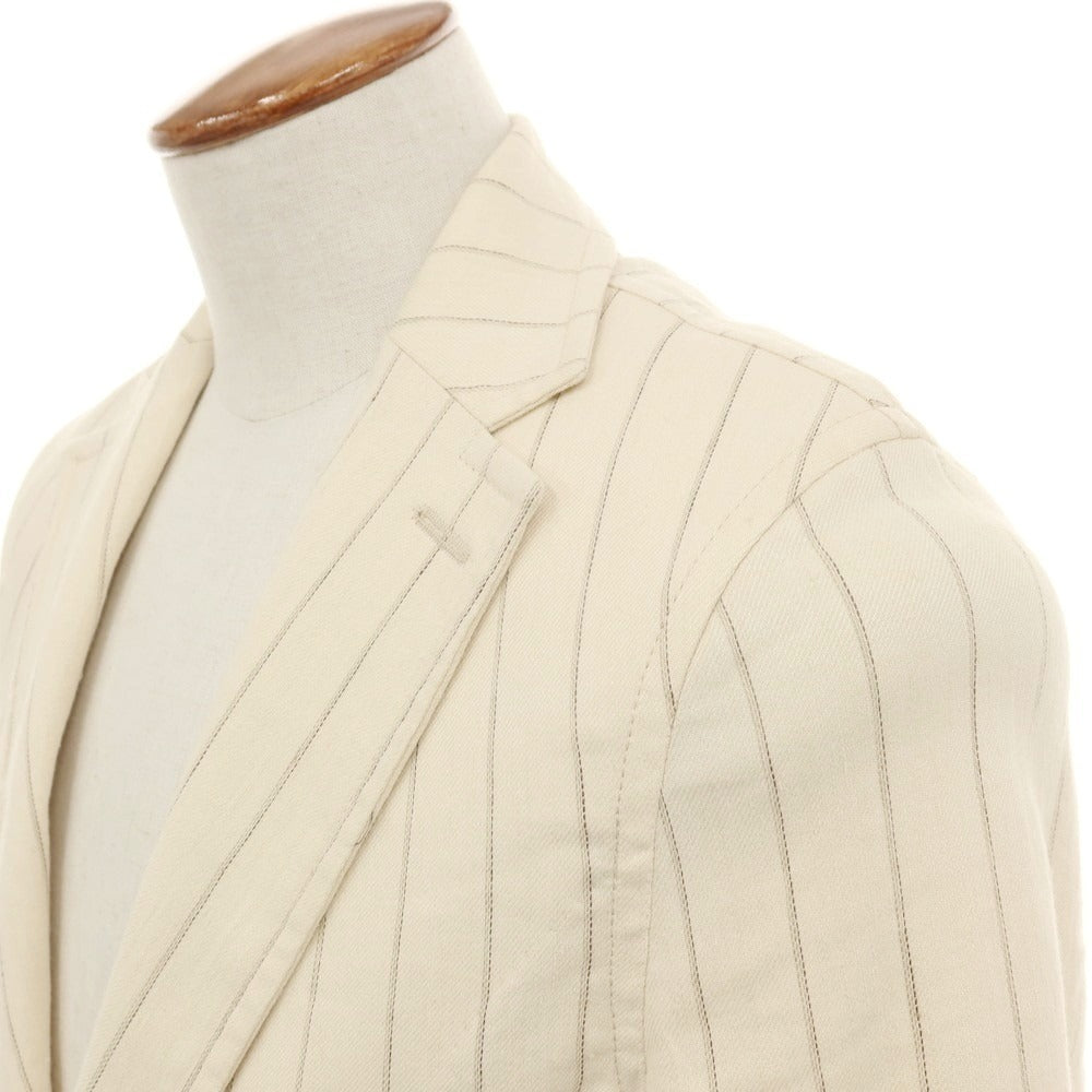 【中古】チルコロ1901 CIRCOLO 1901 リネンコットン ストライプ カジュアルジャケット クリーム【サイズ48】【 状態ランクB 】【 メンズ 】