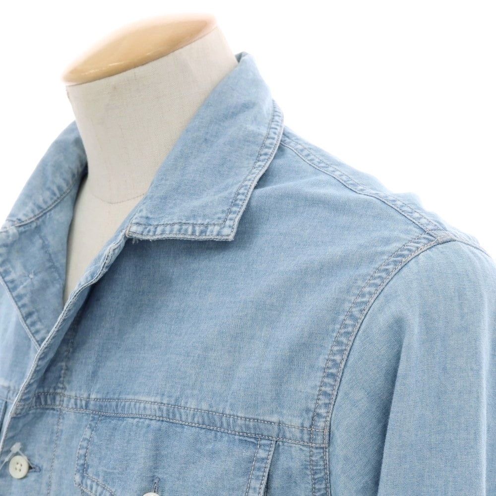 【中古】バグッタ Bagutta SHACKET シャンブレーコットン シャツブルゾン ライトブルー【 S 】【 状態ランクB 】【 メンズ 】