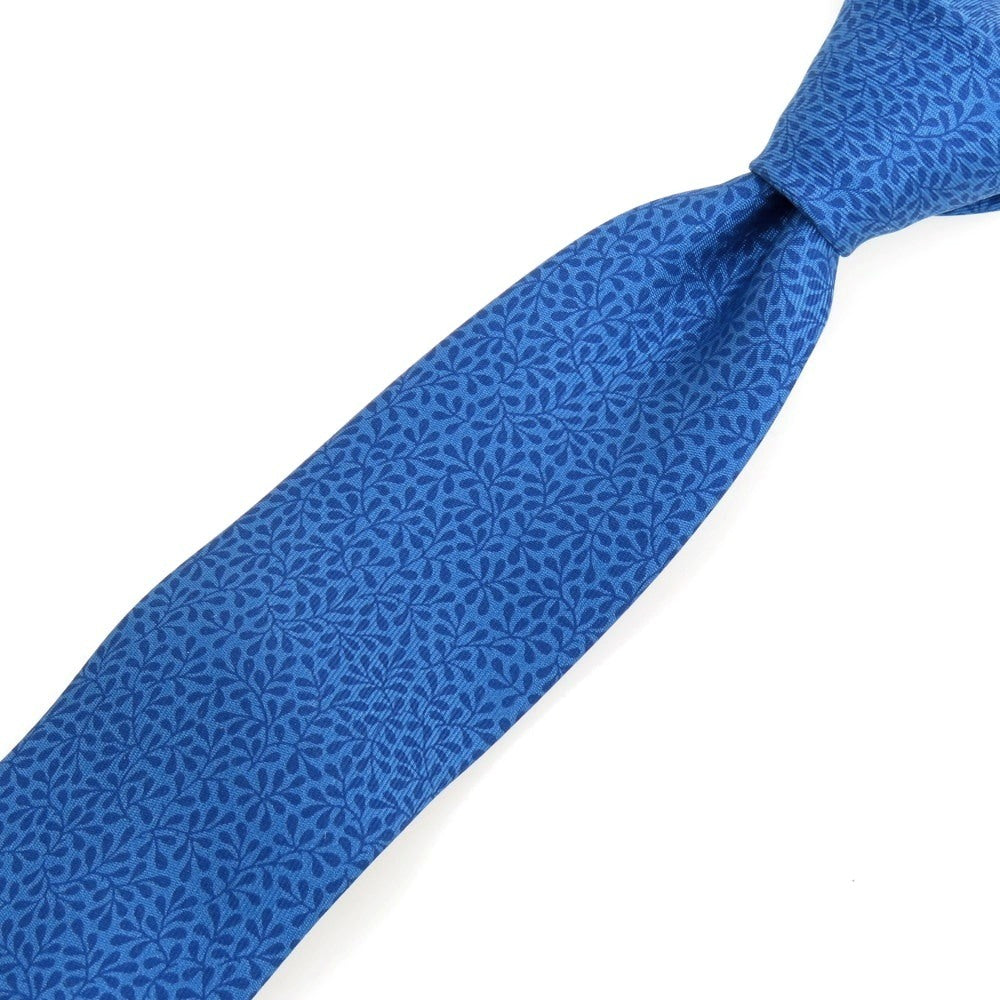 【中古】エルメス HERMES ボタニカル柄 プリント シルク 三つ折り ネクタイ ブルー【 状態ランクA 】【 メンズ 】