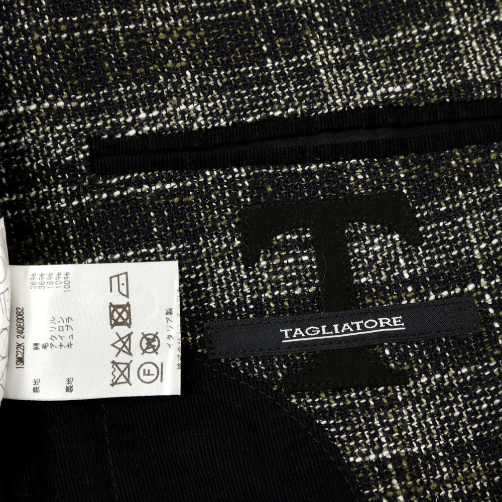【中古】タリアトーレ TAGLIATORE ウールコットン チェック テーラードジャケット モスグリーンxホワイト【サイズ46】【 状態ランクB 】【 メンズ 】