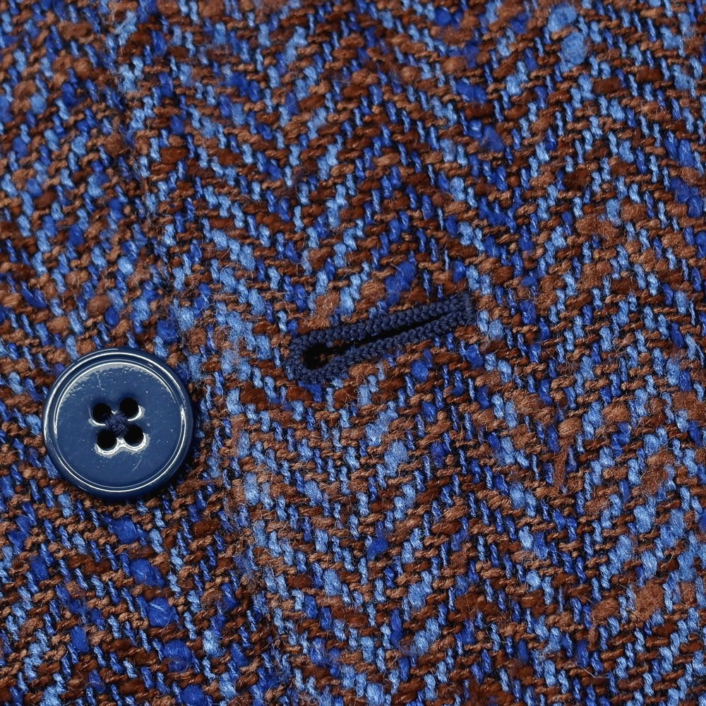 【中古】エルネスト ernesto GFB シルクコットン ヘリンボーン 2B カジュアルジャケット ネイビーxライトブラウン【サイズ48】【 状態ランクC 】【 メンズ 】