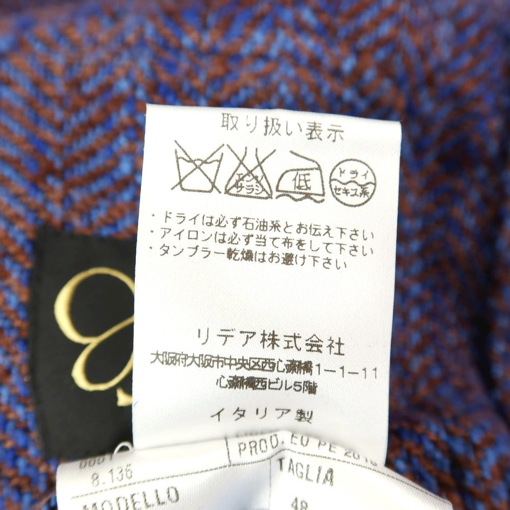 【中古】エルネスト ernesto GFB シルクコットン ヘリンボーン 2B カジュアルジャケット ネイビーxライトブラウン【サイズ48】【 状態ランクC 】【 メンズ 】