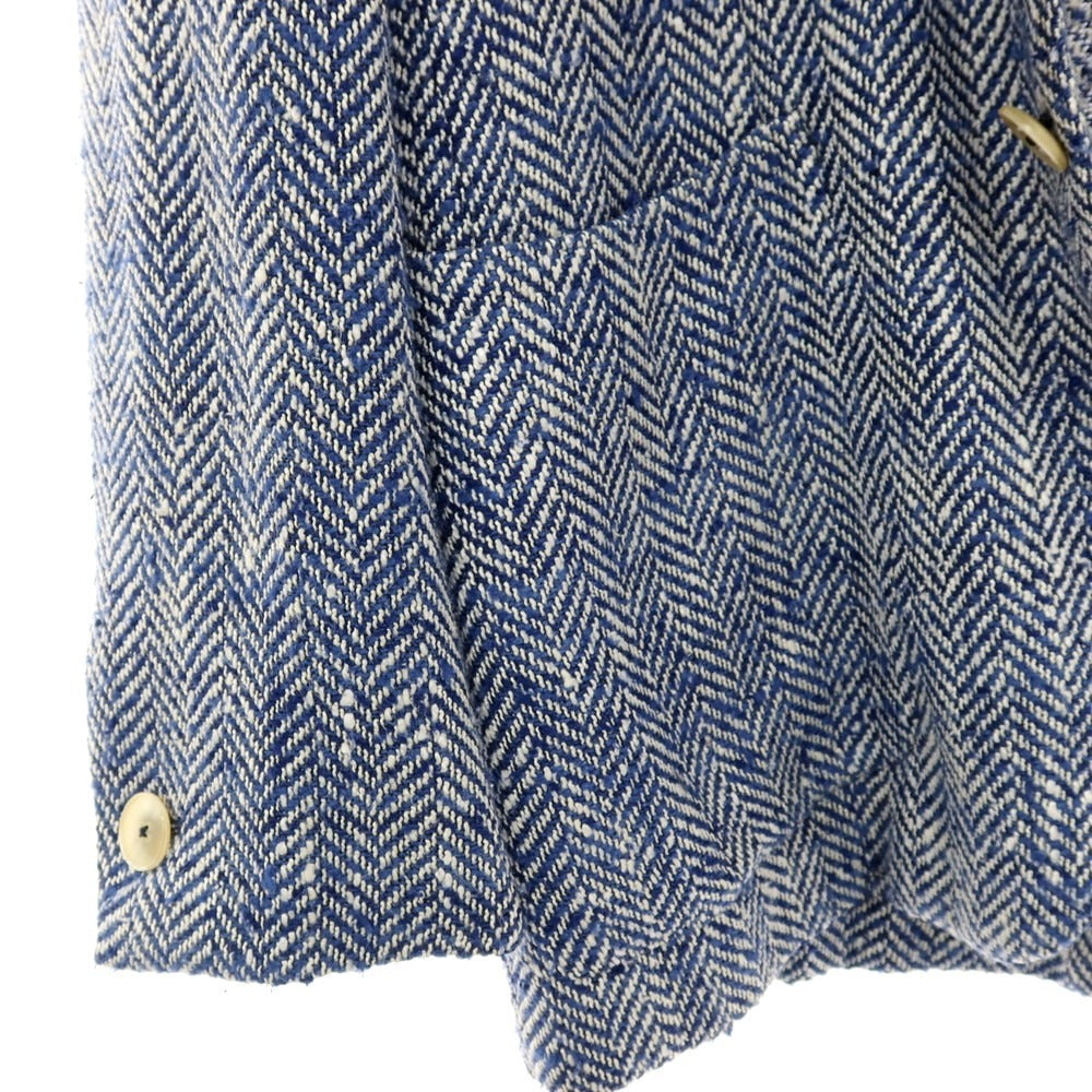 【中古】エルネスト ernesto GFB シルクコットン ヘリンボーン 2B カジュアルジャケット ネイビーxホワイト【サイズ48】【 状態ランクB 】【 メンズ 】