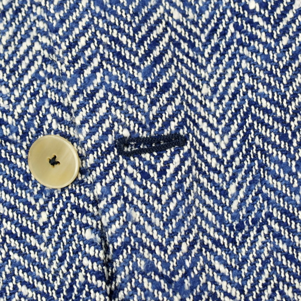 【中古】エルネスト ernesto GFB シルクコットン ヘリンボーン 2B カジュアルジャケット ネイビーxホワイト【サイズ48】【 状態ランクB 】【 メンズ 】